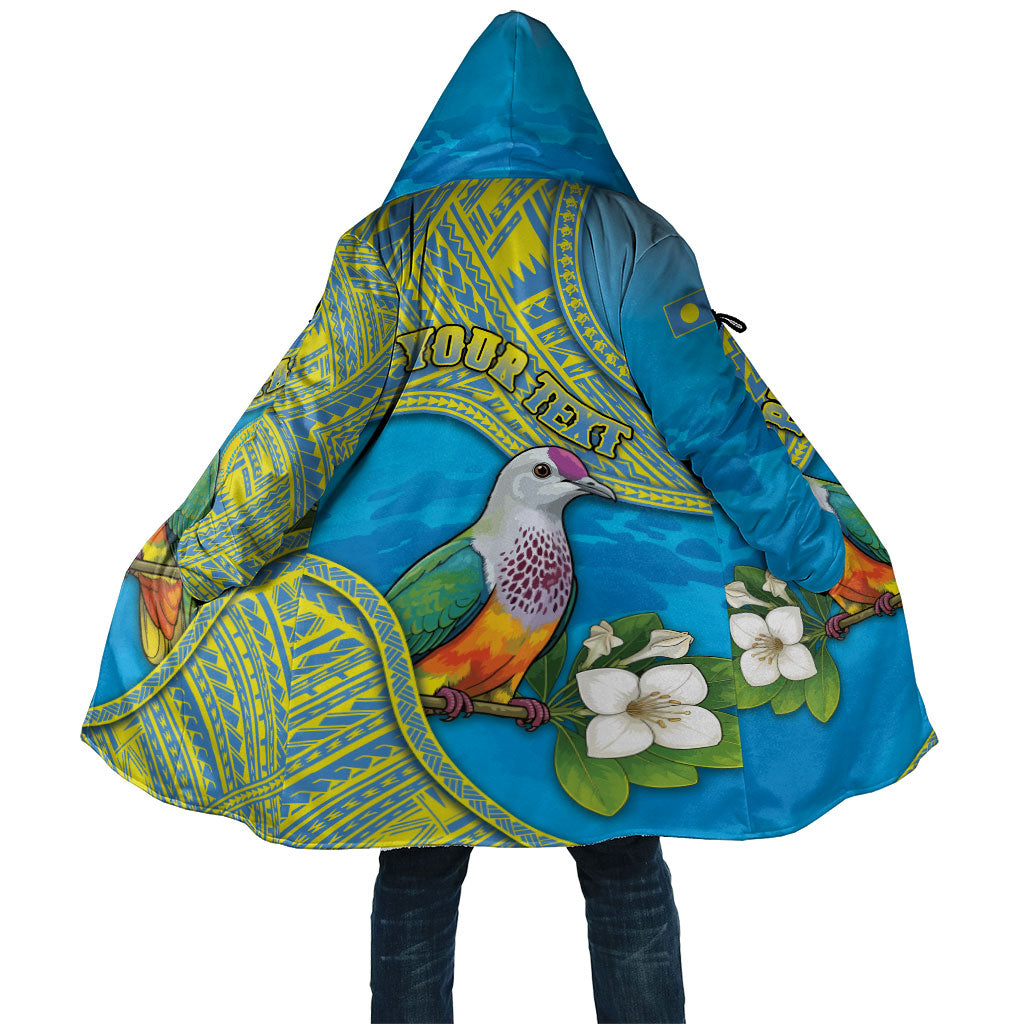 Personalised Palau Biib Bird Cloak Rur Flower And Rock Islands Patterns DT05 Unisex Blue - Polynesian Pride