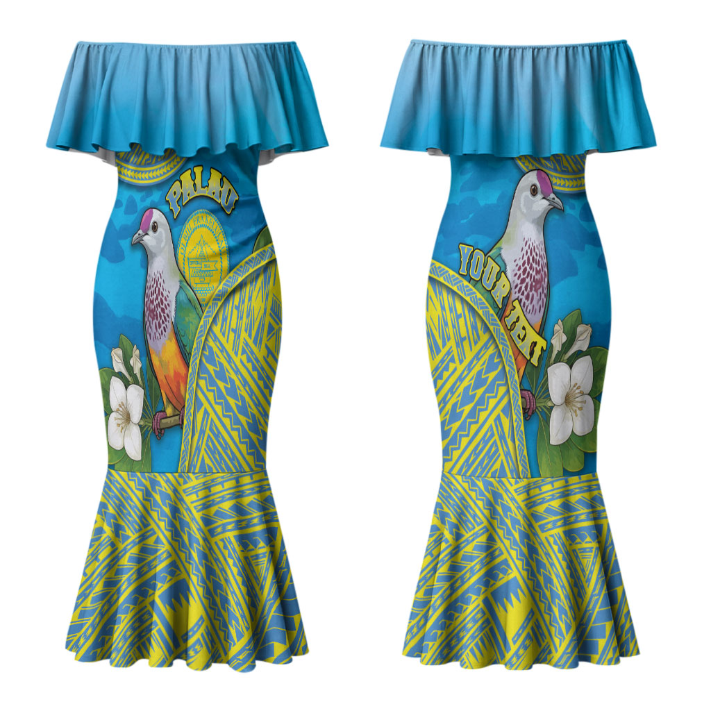 Personalised Palau Biib Bird Couples Matching Mermaid Dress and Hawaiian Shirt Rur Flower And Rock Islands Patterns DT05 - Polynesian Pride