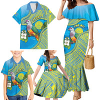 Personalised Palau Biib Bird Family Matching Mermaid Dress and Hawaiian Shirt Rur Flower And Rock Islands Patterns