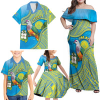 Personalised Palau Biib Bird Family Matching Off Shoulder Maxi Dress and Hawaiian Shirt Rur Flower And Rock Islands Patterns