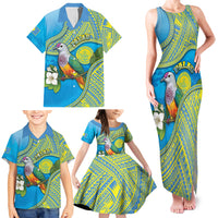 Personalised Palau Biib Bird Family Matching Tank Maxi Dress and Hawaiian Shirt Rur Flower And Rock Islands Patterns