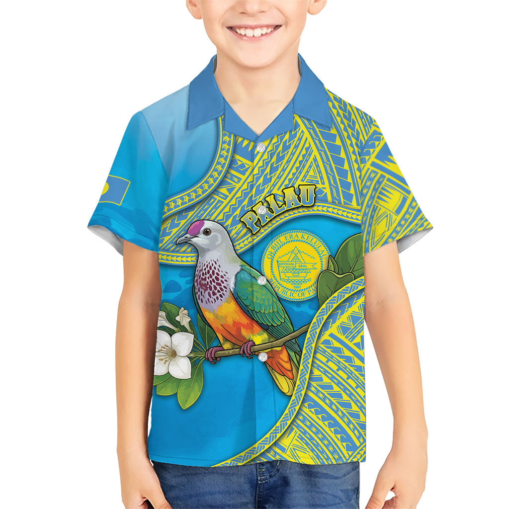 Personalised Palau Biib Bird Hawaiian Shirt Rur Flower And Rock Islands Patterns