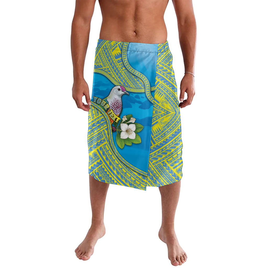 Personalised Palau Biib Bird Lavalava Rur Flower And Rock Islands Patterns DT05 Blue - Polynesian Pride