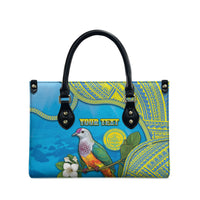 Personalised Palau Biib Bird Leather Bag Rur Flower And Rock Islands Patterns
