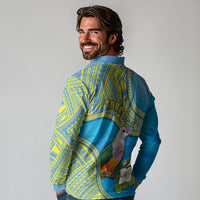 Personalised Palau Biib Bird Long Sleeve Polo Shirt Rur Flower And Rock Islands Patterns