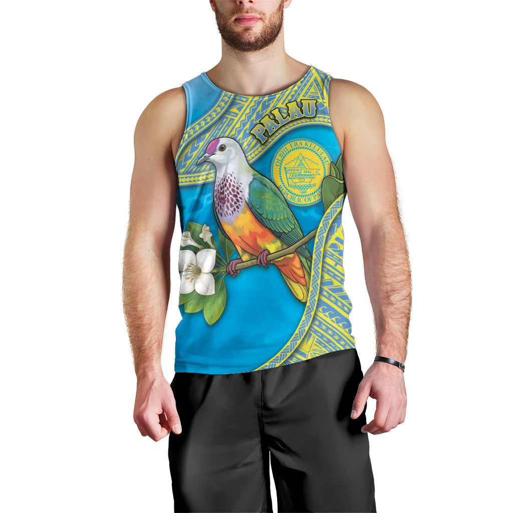 Personalised Palau Biib Bird Men Tank Top Rur Flower And Rock Islands Patterns