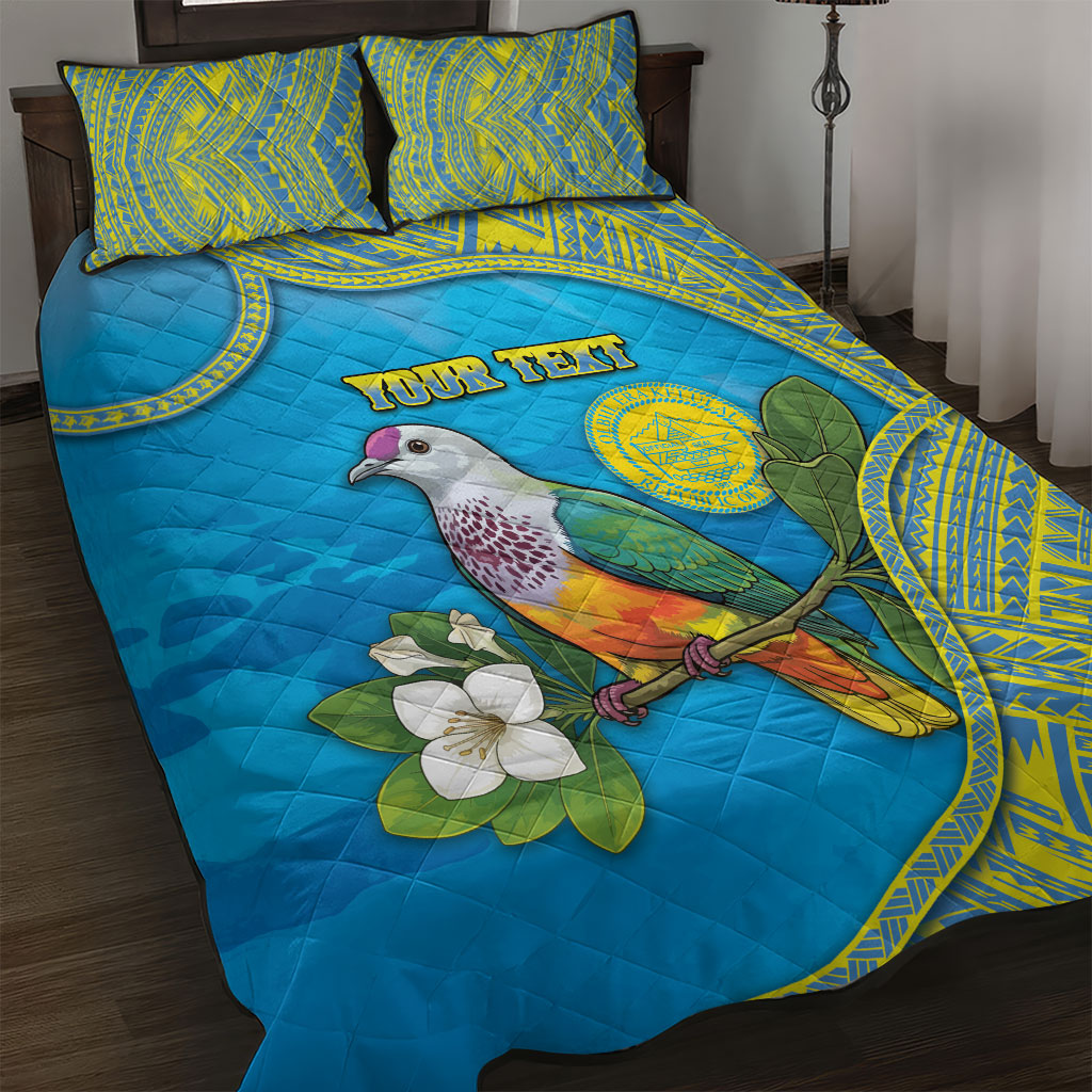 Personalised Palau Biib Bird Quilt Bed Set Rur Flower And Rock Islands Patterns DT05 Blue - Polynesian Pride
