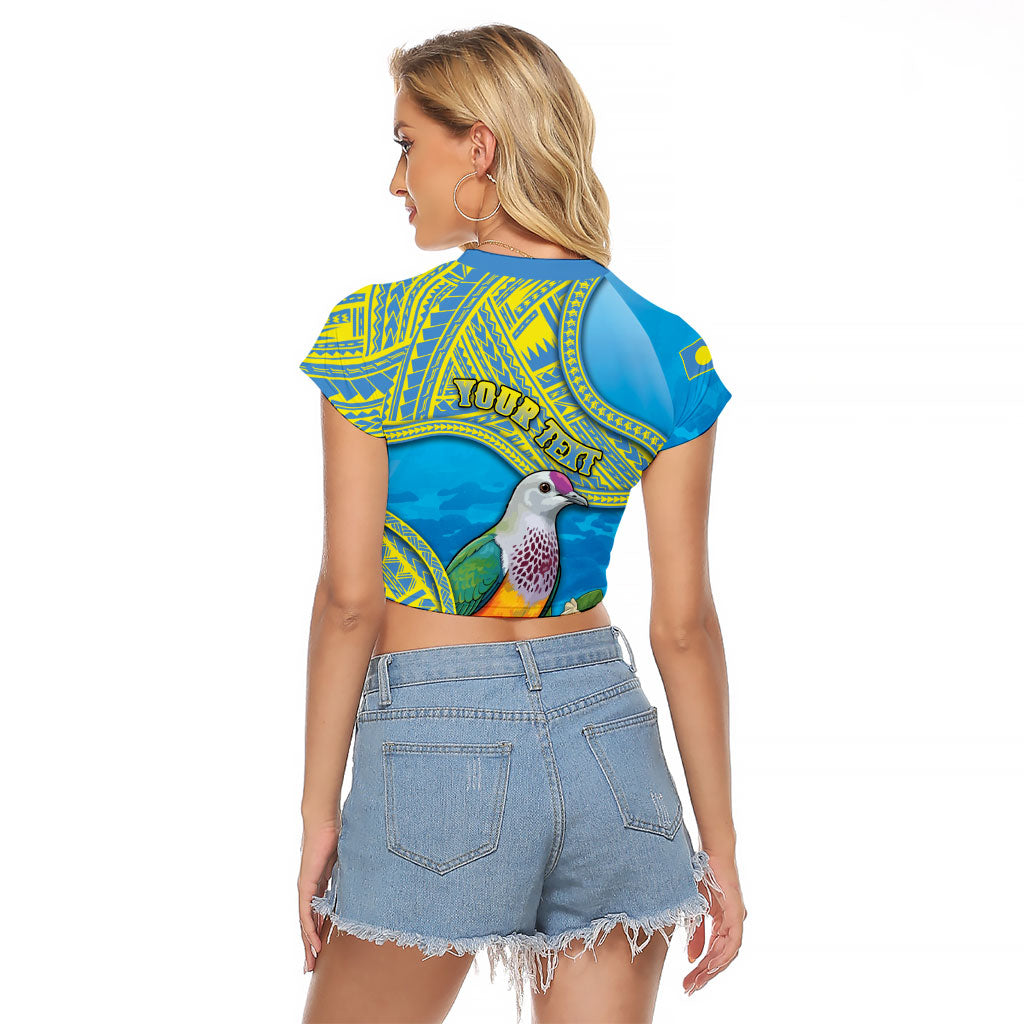 Personalised Palau Biib Bird Raglan Cropped T Shirt Rur Flower And Rock Islands Patterns