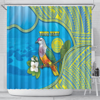 Personalised Palau Biib Bird Shower Curtain Rur Flower And Rock Islands Patterns