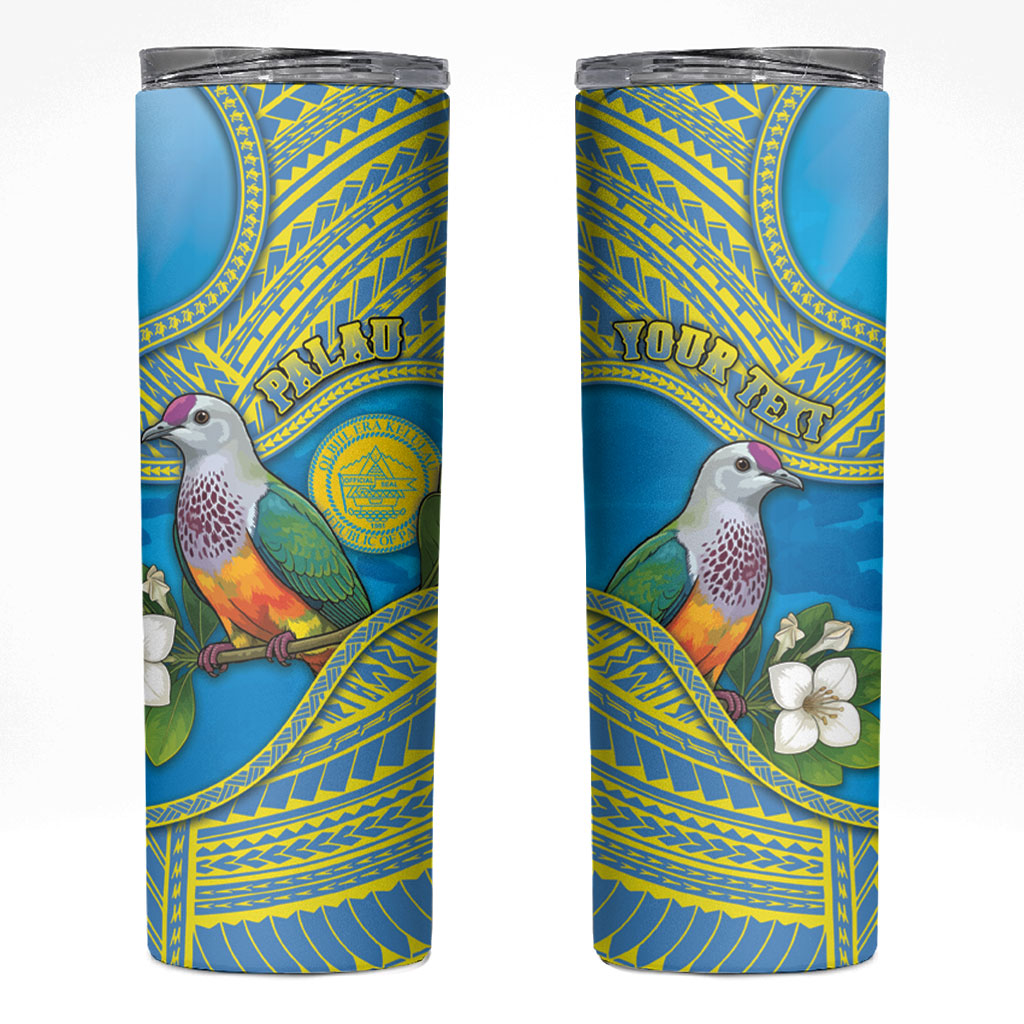 Personalised Palau Biib Bird Skinny Tumbler Rur Flower And Rock Islands Patterns