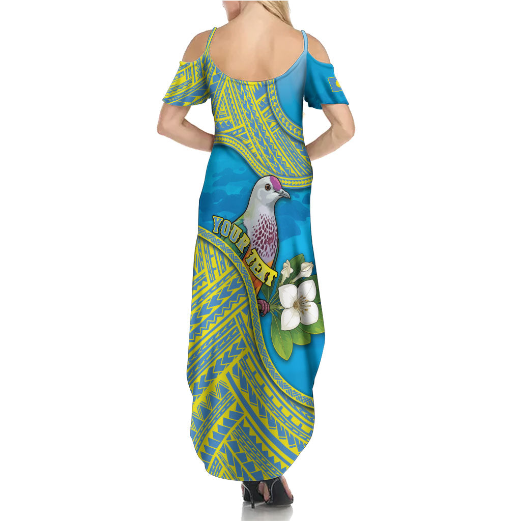 Personalised Palau Biib Bird Summer Maxi Dress Rur Flower And Rock Islands Patterns