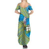 Personalised Palau Biib Bird Summer Maxi Dress Rur Flower And Rock Islands Patterns