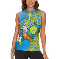 Personalised Palau Biib Bird Women Sleeveless Polo Shirt Rur Flower And Rock Islands Patterns