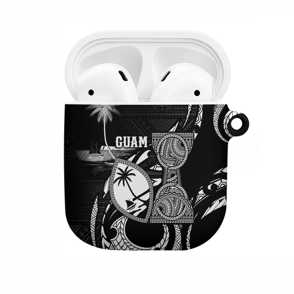 Guam Liberation Day AirPods Case Black White Latte Stone Tribal Patterns DT05 Black - Polynesian Pride