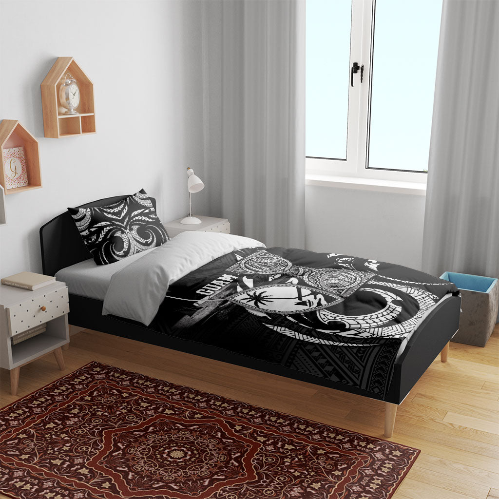 Guam Liberation Day Bedding Set Black White Latte Stone Tribal Patterns