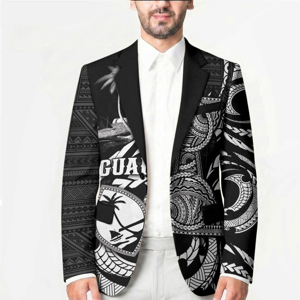 Personalised Guam Liberation Day Blazer Black White Latte Stone Tribal Patterns