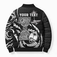Personalised Guam Liberation Day Bomber Puffer Jacket Black White Latte Stone Tribal Patterns