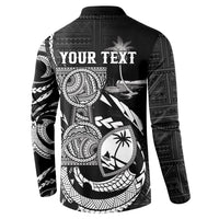 Personalised Guam Liberation Day Button Sweatshirt Black White Latte Stone Tribal Patterns