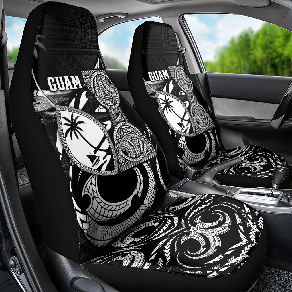 Guam Liberation Day Car Seat Cover Black White Latte Stone Tribal Patterns