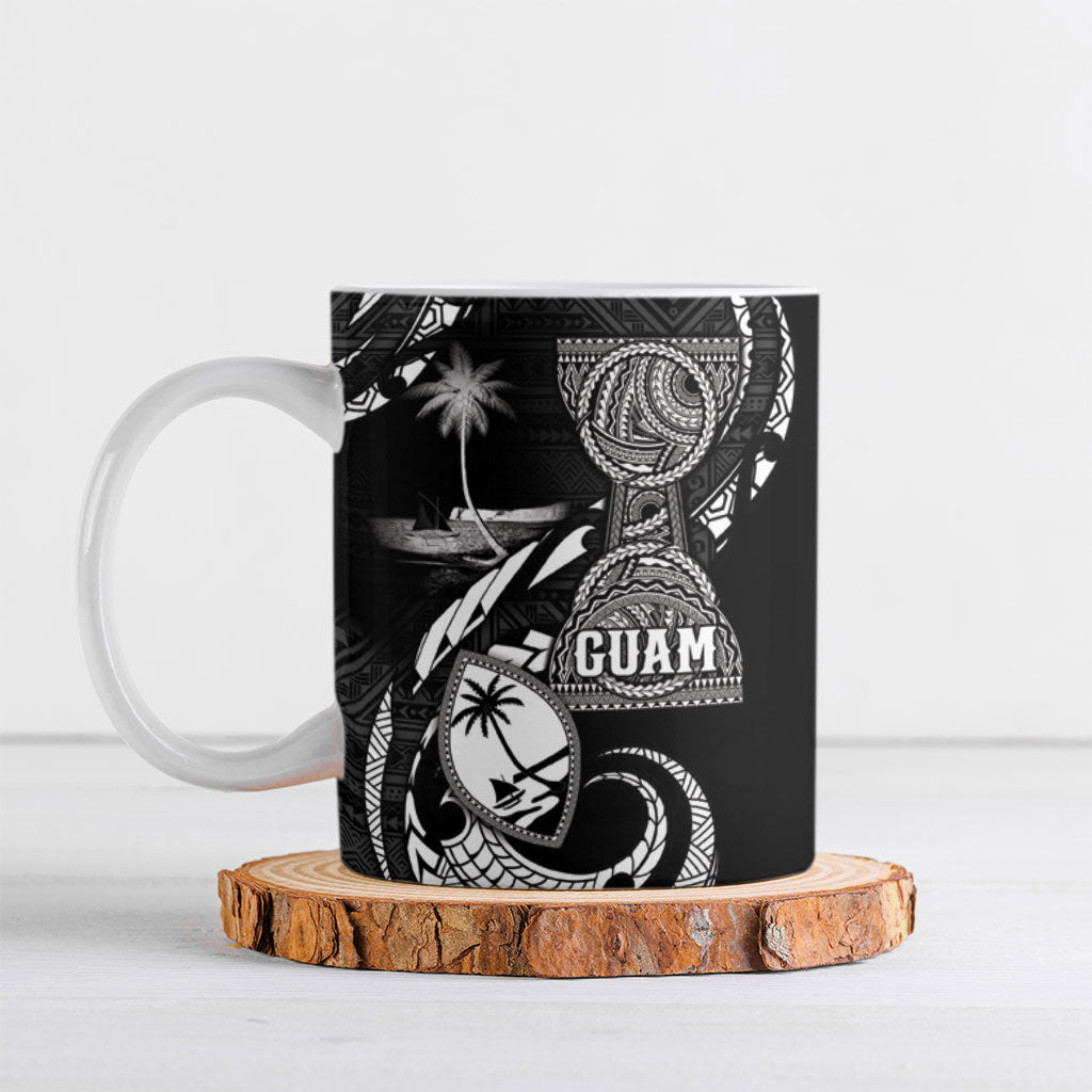 Personalised Guam Liberation Day Ceramic Mug Black White Latte Stone Tribal Patterns