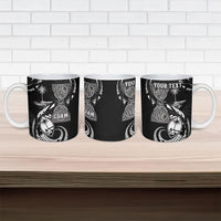 Personalised Guam Liberation Day Ceramic Mug Black White Latte Stone Tribal Patterns