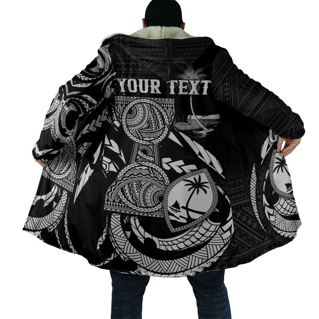 Personalised Guam Liberation Day Cloak Black White Latte Stone Tribal Patterns