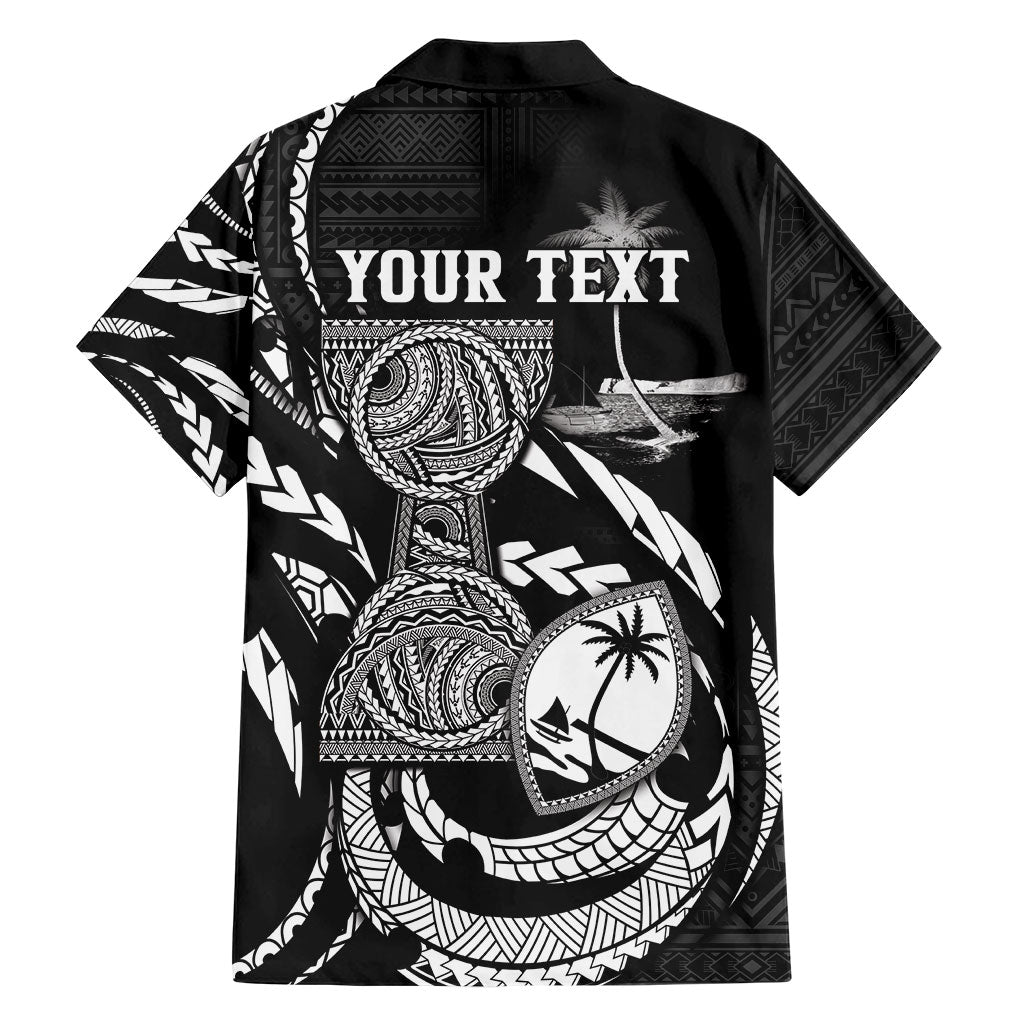 Personalised Guam Liberation Day Family Matching Off Shoulder Maxi Dress and Hawaiian Shirt Black White Latte Stone Tribal Patterns