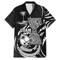 Personalised Guam Liberation Day Family Matching Short Sleeve Bodycon Dress and Hawaiian Shirt Black White Latte Stone Tribal Patterns