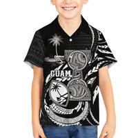 Personalised Guam Liberation Day Family Matching Summer Maxi Dress and Hawaiian Shirt Black White Latte Stone Tribal Patterns