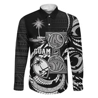Personalised Guam Liberation Day Family Matching Tank Maxi Dress and Hawaiian Shirt Black White Latte Stone Tribal Patterns