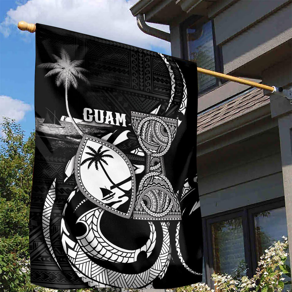 Guam Liberation Day Garden Flag Black White Latte Stone Tribal Patterns