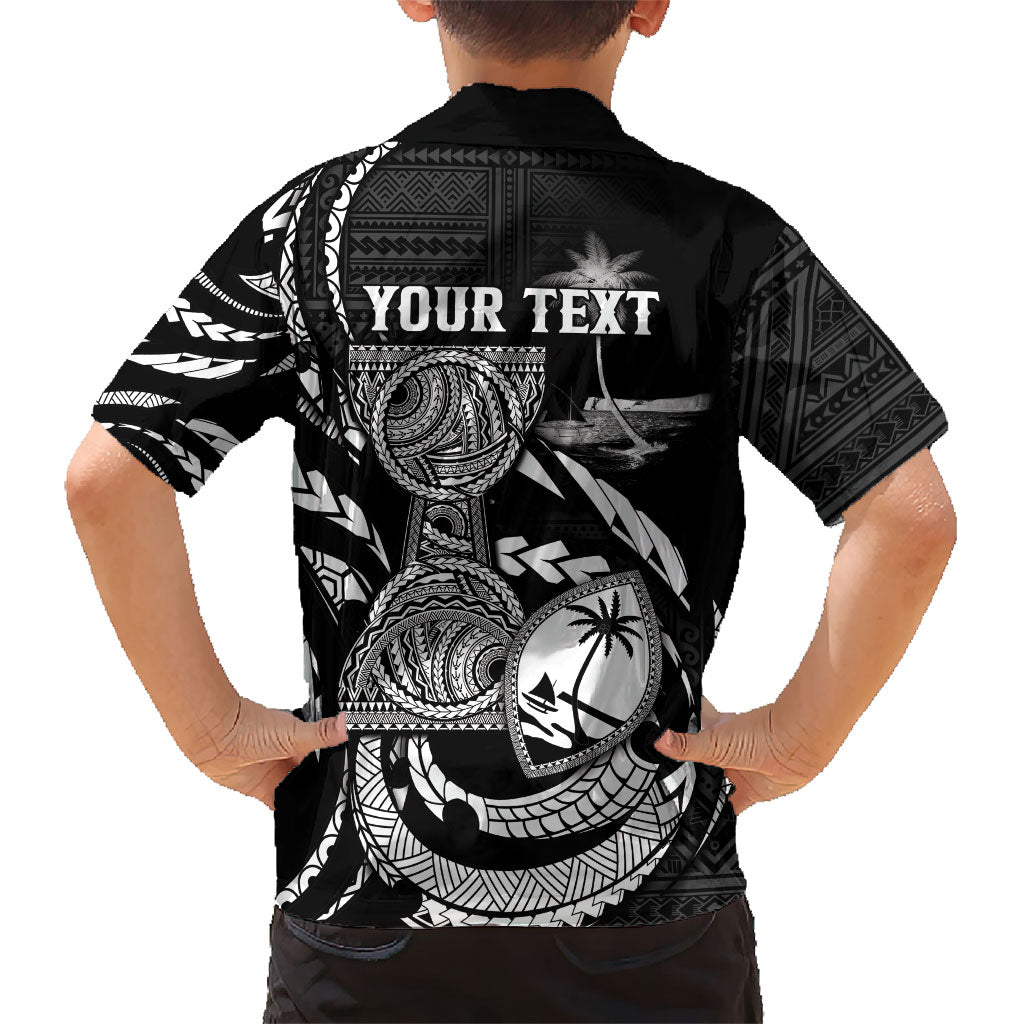 Personalised Guam Liberation Day Hawaiian Shirt Black White Latte Stone Tribal Patterns