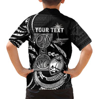 Personalised Guam Liberation Day Kid Hawaiian Shirt Black White Latte Stone Tribal Patterns