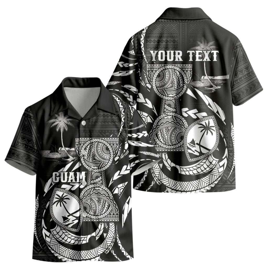 Personalised Guam Liberation Day Kid Hawaiian Shirt Black White Latte Stone Tribal Patterns DT05 - Polynesian Pride