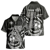 Personalised Guam Liberation Day Kid Hawaiian Shirt Black White Latte Stone Tribal Patterns DT05 - Polynesian Pride