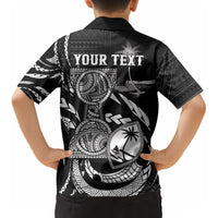 Personalised Guam Liberation Day Kid Hawaiian Shirt Black White Latte Stone Tribal Patterns DT05 - Polynesian Pride