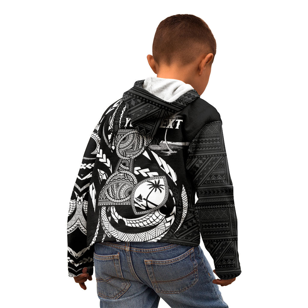 Personalised Guam Liberation Day Kid Hoodie Black White Latte Stone Tribal Patterns