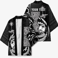 Personalised Guam Liberation Day Kimono Black White Latte Stone Tribal Patterns