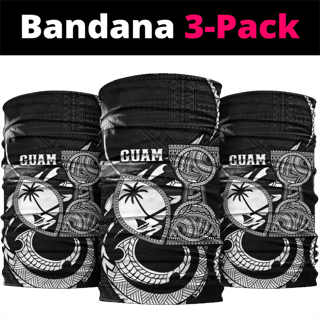 Guam Liberation Day Neck Gaiter Black White Latte Stone Tribal Patterns DT05 package One Size: 25*50cm Black - Polynesian Pride