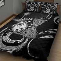 Guam Liberation Day Quilt Bed Set Black White Latte Stone Tribal Patterns