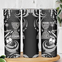 Personalised Guam Liberation Day Skinny Tumbler Black White Latte Stone Tribal Patterns