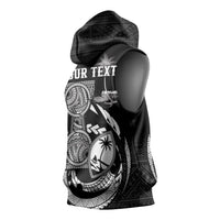 Personalised Guam Liberation Day Sleeveless Hoodie Black White Latte Stone Tribal Patterns