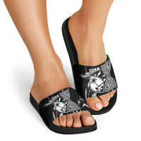 Guam Liberation Day Slide Sandals Black White Latte Stone Tribal Patterns