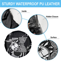 Guam Liberation Day Spare Tire Cover Black White Latte Stone Tribal Patterns