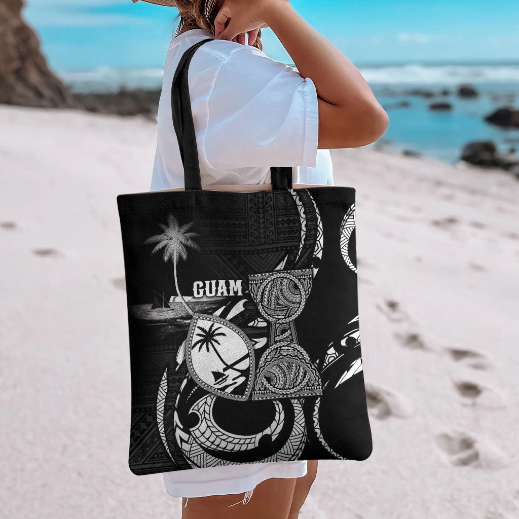 Guam Liberation Day Tote Bag Black White Latte Stone Tribal Patterns