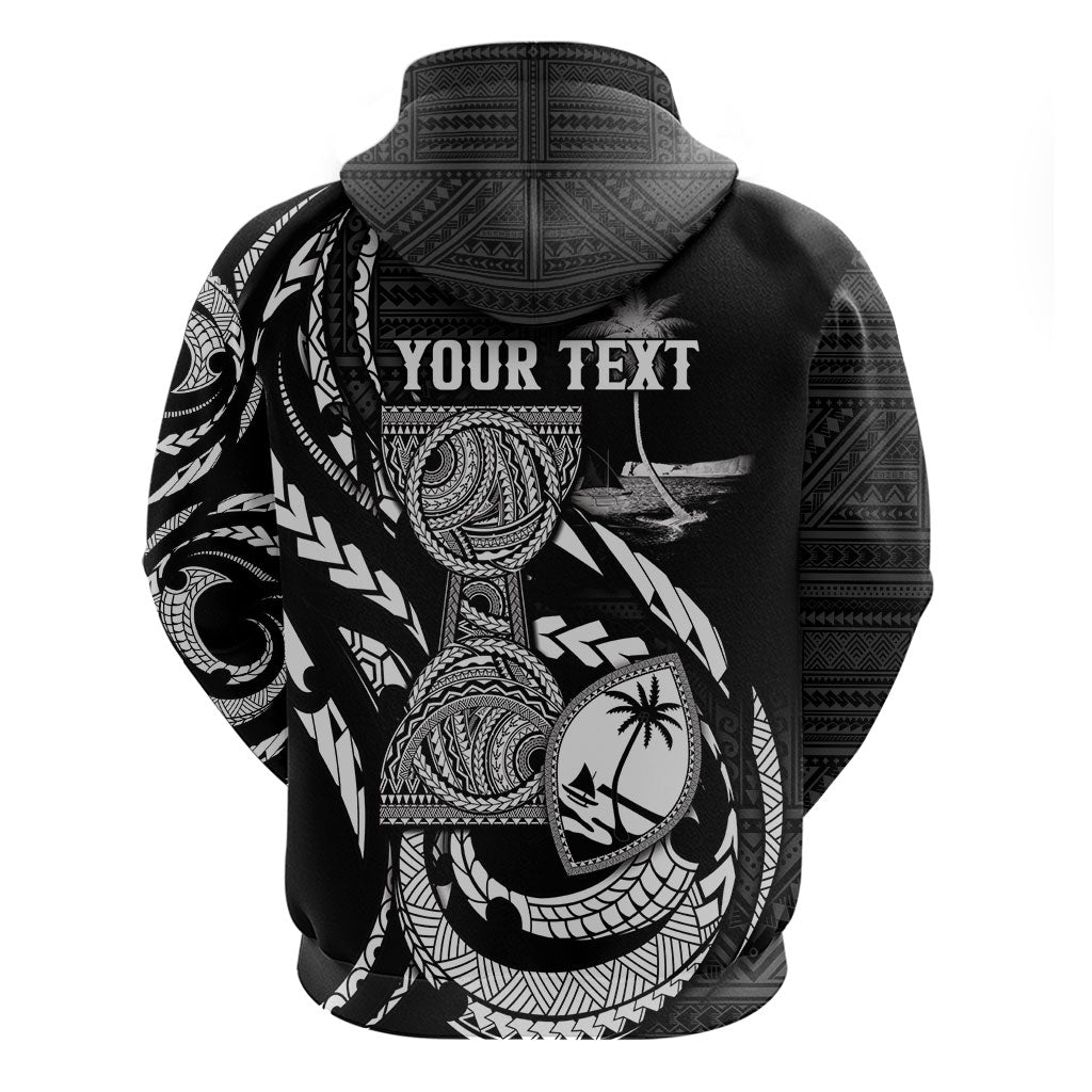 Personalised Guam Liberation Day Zip Hoodie Black White Latte Stone Tribal Patterns