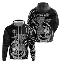 Personalised Guam Liberation Day Zip Hoodie Black White Latte Stone Tribal Patterns