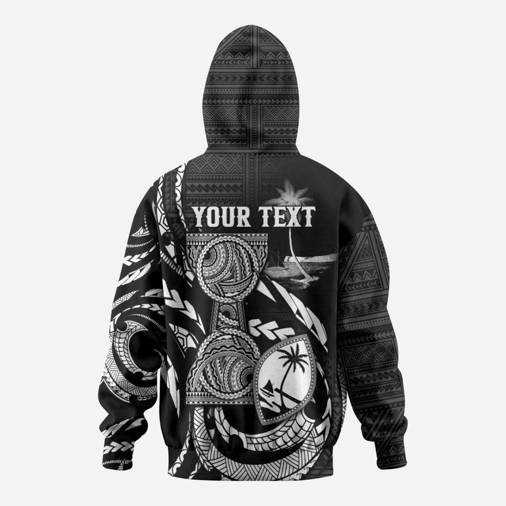 Personalised Guam Liberation Day Zip Hoodie Black White Latte Stone Tribal Patterns