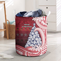 American Samoa Christmas Laundry Basket Seashell Xmas Tree Tribal Waves - Polynesian Pride