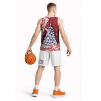 American Samoa Christmas Basketball Jersey Seashell Xmas Tree Tribal Waves - Polynesian Pride